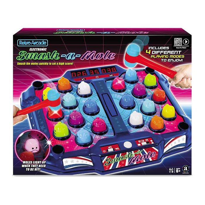 Winning Electronic Gioco Arcade Smash-A-Mole - 4 Modalità Con Luci E Suoni, 2 Martelli, Schermo LED
