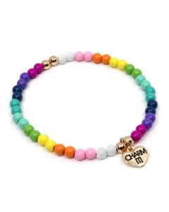 Charm It Gold Rainbow Stretch Bead Bracelet