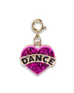 Gold Glitter Dance Heart Charm