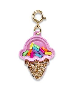 Gold Ice Cream Cone Shaker Charm