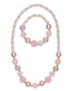 Pinky Pearl Necklace & Bracelet Set