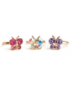 Boutique Butterfly Gem 3pc Ring Set