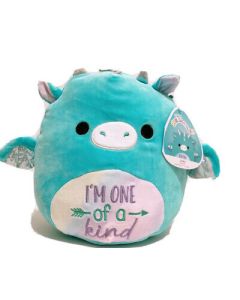 Squishmallow 3.5 Inch Clip On<br>Inspirational Message Joey the Teal Dragon with I'm One of A Kind