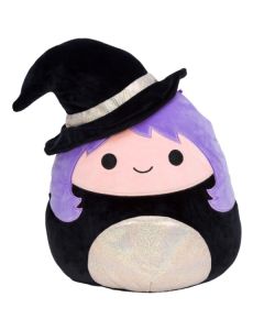 Squishmallow 8 Inch Halloween<br>Black and Gold Witch with Purple Hair