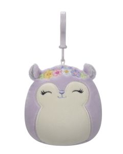Squishmallow 3.5 Inch Clip On Purple Squirrel with Flower Crown