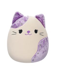 Squishmallow 3.5 Inch<br>Clip On White Velvet Cat with Purple Ears and Spot