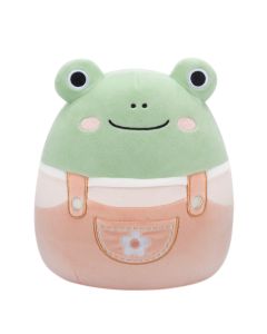 Squishmallow 8 Inch Green Frog with Salmon Overalls