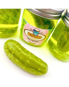 Kawaii Shimmery Pickle Clear Slime-3