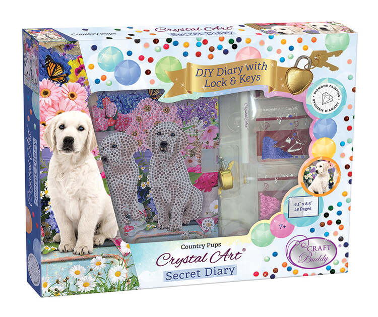 Crystal Art Secret Diary Kit: Country Pups