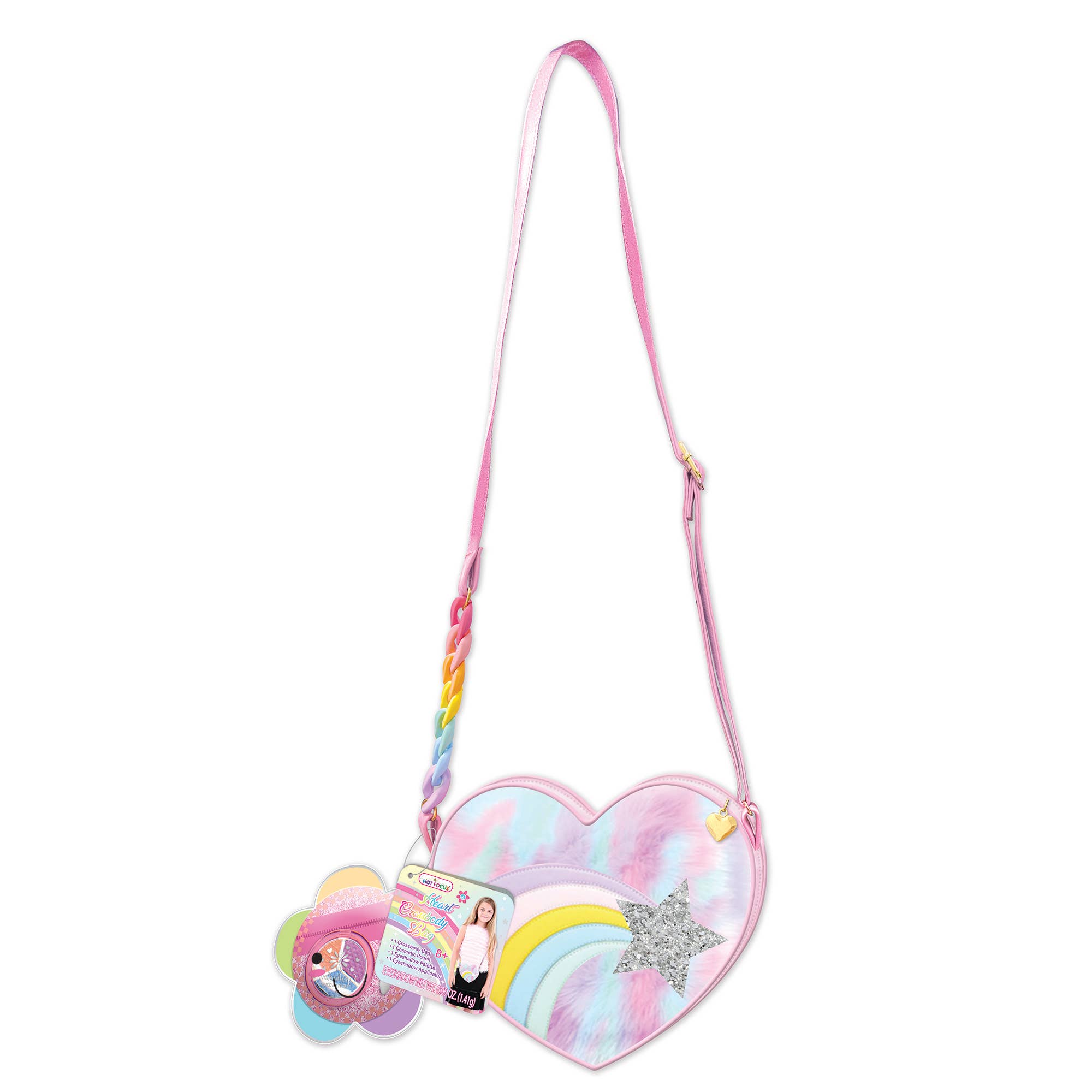 Rainbow Heart Crossbody Bag with Accessories