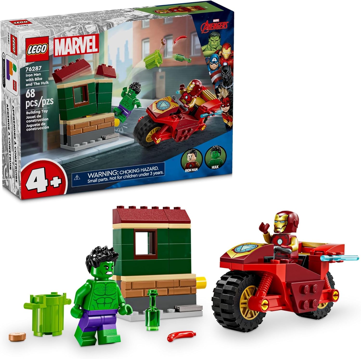 LEGO Marvel Iron Man with Bike and The Hulk